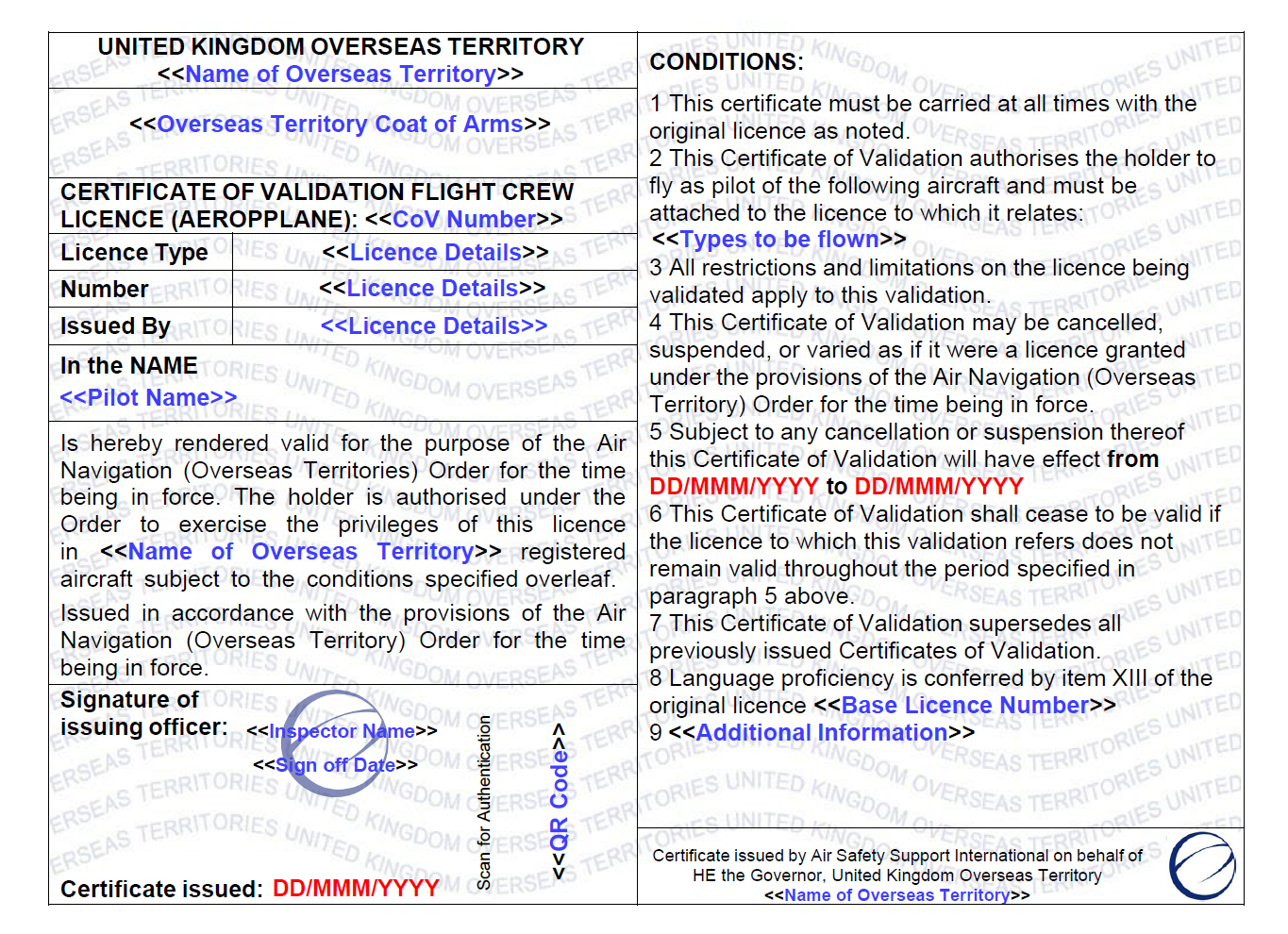 Sample image of a Certificate of Validation issued by ASSI showing the format and location of the e-signature.